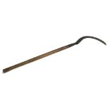 A vintage long handled sickle, approx. 128cmL