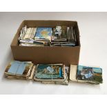 A large box of vintage postcards, various subjects, Wales, London, Channel Islands, Birds, Scotland,