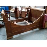 A mahogany French sleigh bed, with two adjoining slats, 124cmW