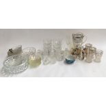 A mixed lot of glassware to include six cut glass trifle dishes, glass squash jug and four