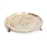 A George III silver salver, marked RR probably for Richard Rugg I, London 1772, with gadrooned,