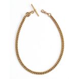 A 9ct gold curb link fob chain, approximately 37cm long, 45g