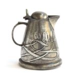 A Liberty & Co. Tudric pewter Arts and Crafts lidded jug by Archibald Knox, c.1902, marked to
