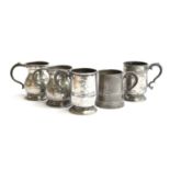 A lot of five 19th century pewter pint measures (5)