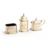 A three piece silver cruet set by William Neale & Son Ltd, Birmingham 1933, 4.1oz