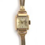 A 9ct gold cocktail watch by Baume, gross weight 18.5g, net weight 13.9g