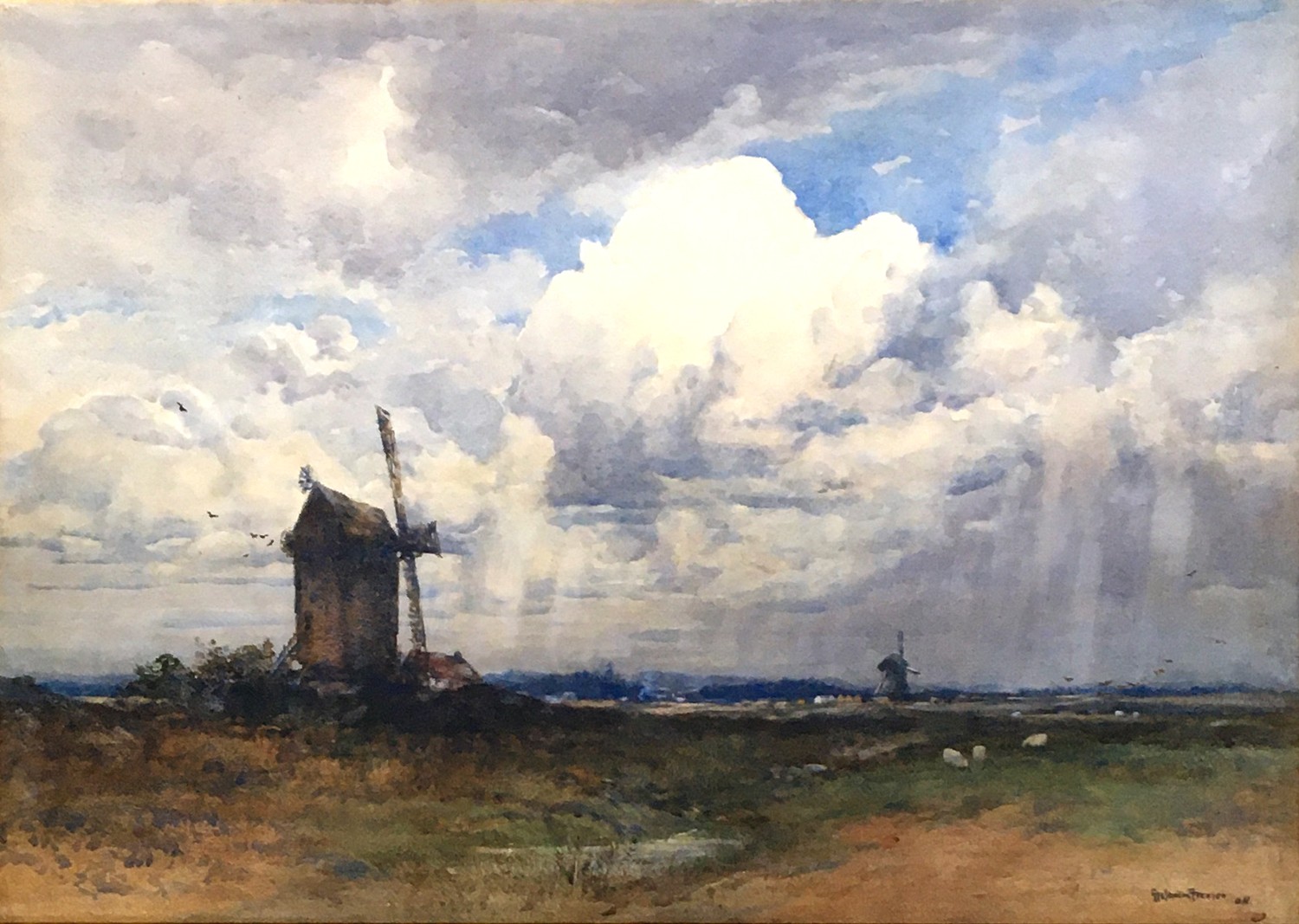 George Stratton Ferrier R.S.W. (1852-1912), 'A Sussex Windmill', watercolour, signed, bears studio