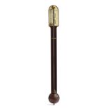 A c.1850 mahogany open tube stick barometer by Carr, Swaffham, with arched ivory indicator and