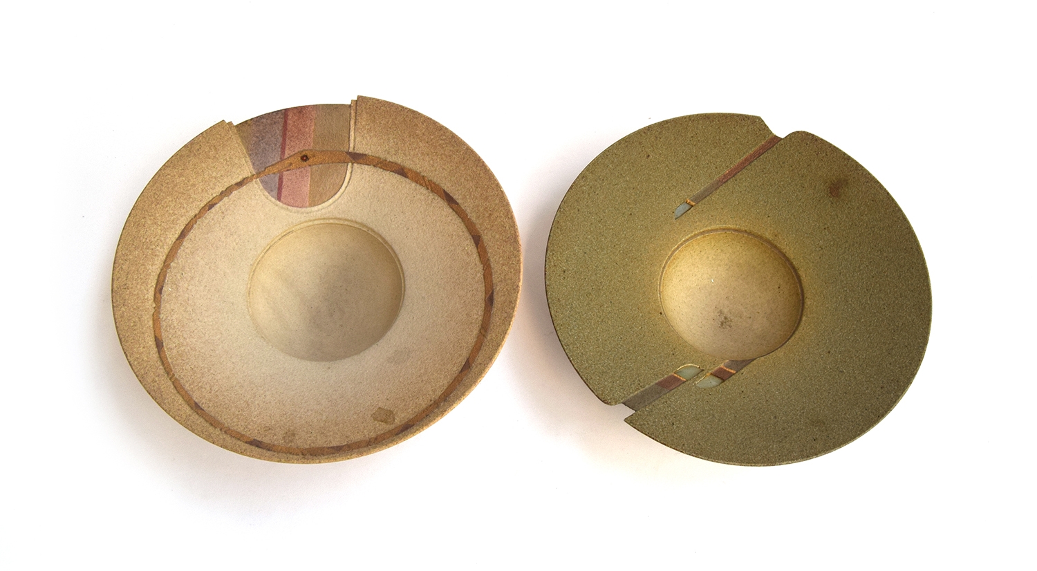 Jon Middlemiss (b.1949), two rough textured studio stoneware bowls, an Eternity Serpent bowl, the - Image 2 of 2
