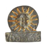 A lead fire mark insurance plaque, The Sun Fire Office (London 1710-1959), heightened in gilt,