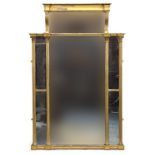 A large 19th century gilt framed pier mirror, the central plate flanked by four smaller within