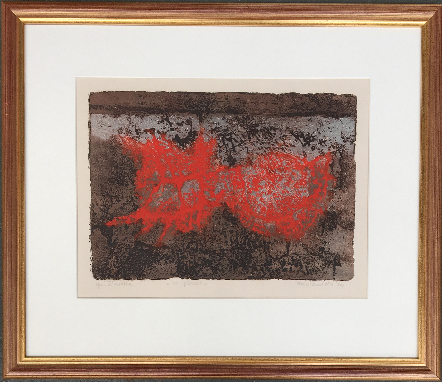 Nono Reinhold (1929-1990) "les pierres", signed, titled and dated 1960 in pencil and inscribed - Image 2 of 2