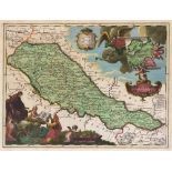 Johan van der Bruggen, two maps circa 1740, 'Regnum Slavonia' and Bosnia, coloured engravings,