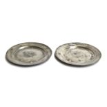 A pair of 19th century pewter plates, each stamped with maker's mark 'SC' and 'LONDON', 22.5cm