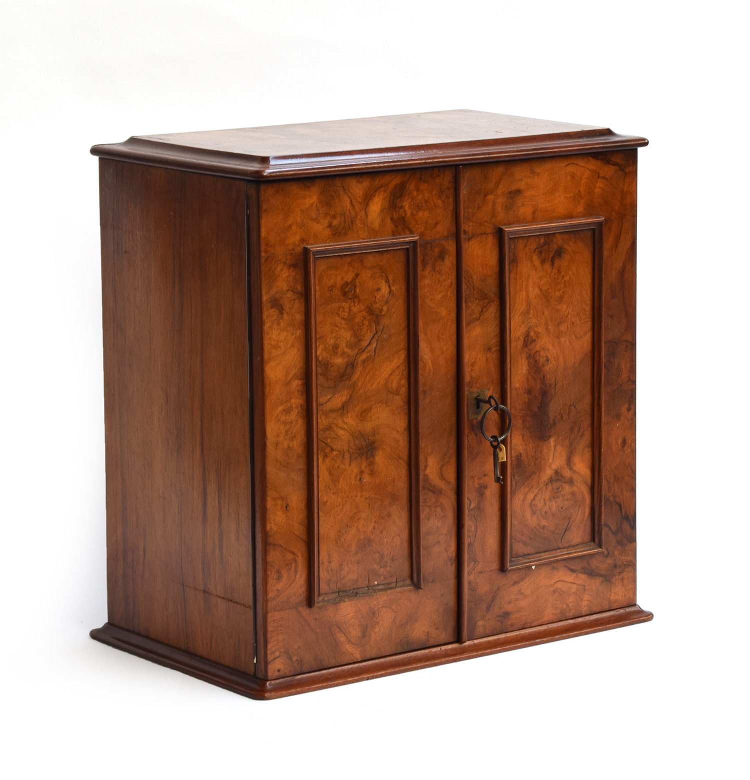 A Victorian walnut desk stationery cabinet, the bevelled hinged top with a leather inset panel on - Image 2 of 2