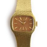 A 14ct gold ladies Rolex wrist watch, with mesh strap, the clip marked 'RW Co. 585', approximately