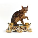 A mid 19th century Jacob Petit (1797-1868) porcelain inkstand with original removable inkwell and