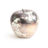 A silver clad apple with stem, maker B.S., Birmingham, stamped filled, 6cm high