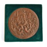 An early 19th century embossed copper tondo depicting 'The Rape of the Sabine Women', 17cm diameter