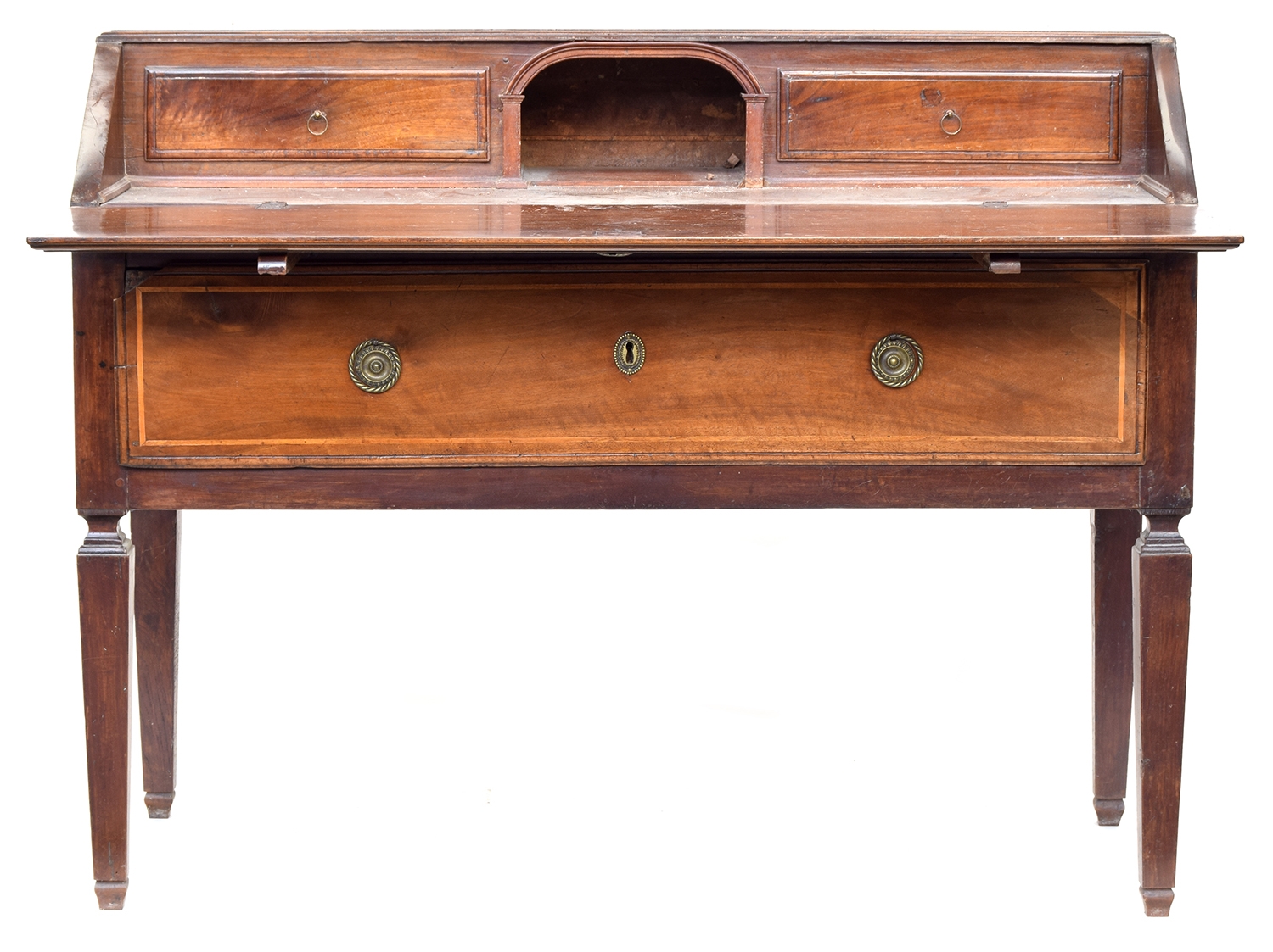 A Regency sideboard bureau, fall front with two drawers above deep single drawer, panelled sides and - Image 2 of 2