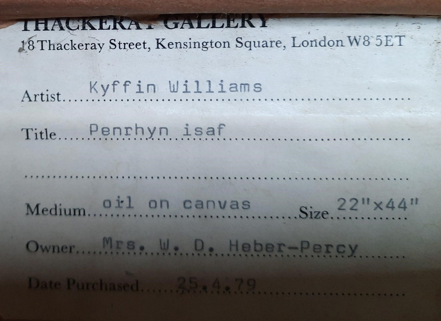 Sir Kyffin Williams, R.A. (1918-2006), 'Penrhyn isaf' near Abafraw, Angelsey, oil on canvas, - Image 3 of 3
