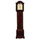 A mahogany longcase clock, the domed dial with moonphase, two subsidiary dials, Arabic minutes and