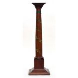 A 19th century mahogany pot stand, painted with spiralling floral decoration, on square pedestal