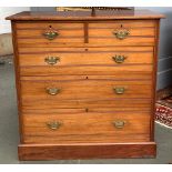 An Aesthetic movement oak chest, two short over three long drawers, 102cmW