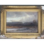 An early 20th century Scottish watercolour landscape, 25x37cm; together with a landscape, oil on