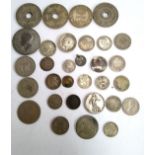 A quantity of silver and other coins, to include a British West Africa 1918 two shilling; two