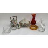 A mixed lot of ceramics and glass to include Losolware Shanghai lidded pot; Hope pottery; red