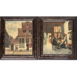 Two Medici society prints, 'The Card Players' and 'The Little Street in Delft', 53x42cm