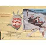 Two quad film posters, 'Young Doctors in Love' (1982) and 'Up the Front' (1972)
