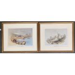 Two prints after David Roberts, 'Tiberius on the Sea of Galilee; and 'Jerusalem, The Citadel',