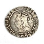 An Elizabeth I hammered silver coin, 1594, 'posvi devm adivtorem mevm', 25mmD