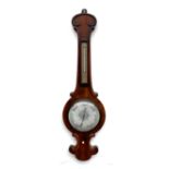 A 19th century banjo barometer with thermometer, 92cmH