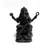 A cast metal statue of Ganesha, 23cmH