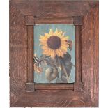 An early 20th century still life of sunflower, oil on artists board, painted by Jessie E. Matthews