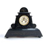 A slate mantel clock, movement by Henry Marc of Paris
