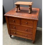 A 19th century commode, with ceramic chamber pot, the front with four blind drawers, 53x46x53cmH;