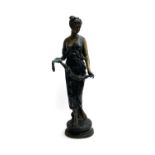 A bronze statue of a woman holding a laurel, 62cmH