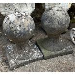 A pair of composite stone ball finials, approx. 35cmH