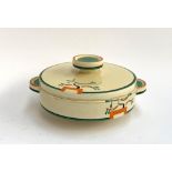 A Clarice Cliff Bizarre 'Ravel' pattern large tureen, 20cmD