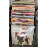 A mixed box of vinyl LPs, rock and pop, 12" singles, to include Lennon, Pigbag, Johnny Cash, some