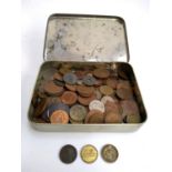 A collection of coins, mainly early 20th century, to include English, Belgian, French, Dutch etc;