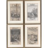 A set of four 18th century engravings relating to the English Civil War, 'The Battle of Preston', 'A