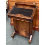 A Victorian davenport, fitted superstructure, sloped leather inset writing surface, marquetry detail
