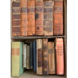 Two small boxes of books, mostly leather bindings, including a number of legal volumes