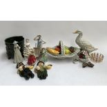 A mixed lot of ceramics to include Royal Doulton 'Fair Maiden' and 'Meg' figurines; decorative
