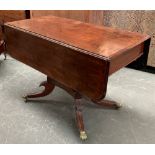 A Victorian mahogany dropleaf table, single end drawer on a turned column base, four swept legs with